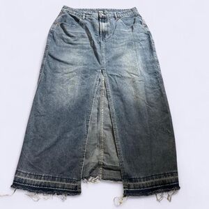 Long Denim Skirt with Front Slit